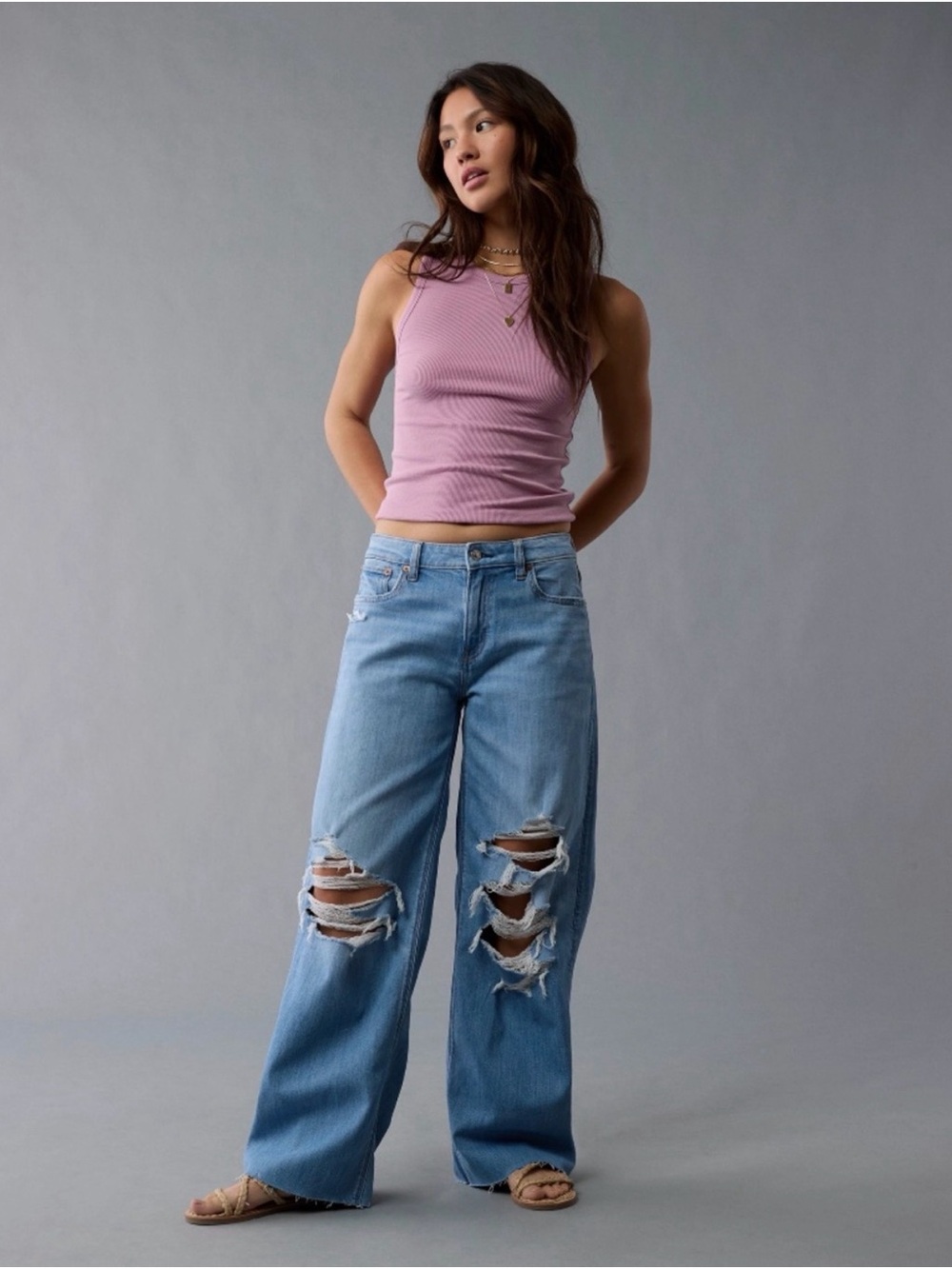 American Eagle Dreamy Drape Baggy Wide Leg Jean